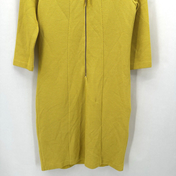 Boden Riva Jacquard Shift Dress Size 6 Tall Yellow 3/4 Sleeve Retro Mod Twee - Picture 7 of 11